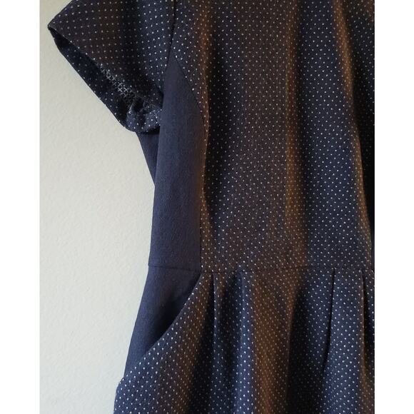 HOBBS London Blue White Polka Dot US 6 Wool Blend Pockets Business Preppy Dress - Picture 3 of 14